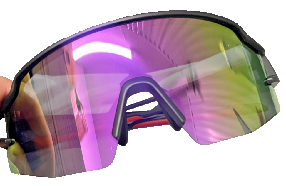 Twievo purple wrap-frame polarized sports sunglasses with UV400 polycarbonate lenses for men and women