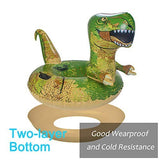 Green dinosaur-shaped inflatable snow tube sled 65 inches with dual handles and double-layer PVC bottom for kids and adults - view 3
