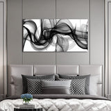 Black and white abstract smoke canvas wall art 40x20 inches in gallery wrap style on lightweight wood frame - view 5