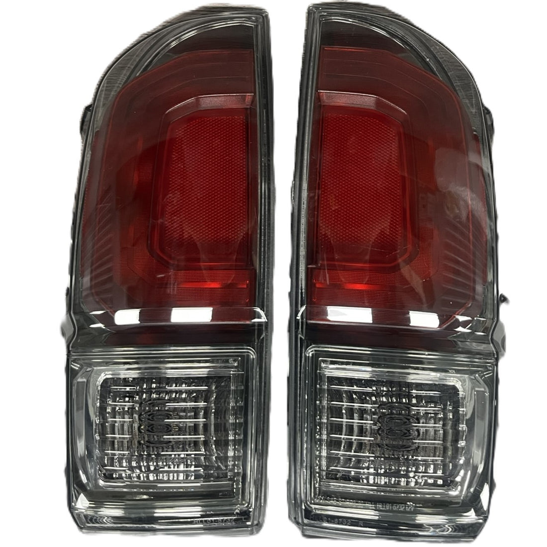 JX Racing left and right tail light assembly pair for 2016-2023 Toyota Tacoma with red lens and black ABS housing