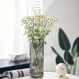 Tall grey square glass vase with crystal-look glossy finish, 9.8 inches tall, thick stable base, modern minimalist design - view 4