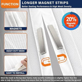 White polyester mesh magnetic screen door 36x78 inches with center magnetic seam closure mounted on a residential door frame - view 6