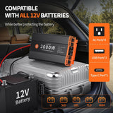 Homkeep 3000W pure sine wave power inverter in red aluminum housing with dual fans, AC outlets, USB and USB-C ports - view 3