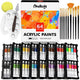 Chalkola Acrylic Paint Set – 64 Colors, 10 Brushes, Palette & Tools