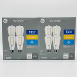 Two GE Classic ST19 clear decorative LED light bulbs with E26 medium base, 60W equivalent soft white, 2-pack packaging