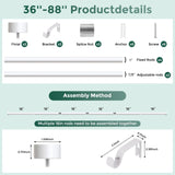 VOIIY white telescoping curtain rod 48 to 84 inch with 1-inch diameter modern finials and wall mount brackets - view 8