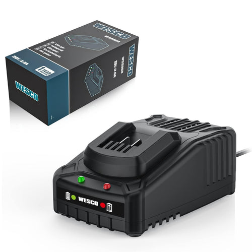 WESCO 20V MAX lithium-ion battery charger in black, compact replacement unit for cordless power tools