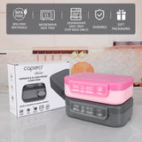 Caperci 47oz dark gray stackable bento lunch box with 4 compartments, locking clips, and built-in utensil set - view 7