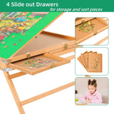 Fanwer wooden jigsaw puzzle table with 4 sliding drawers, green felt surface, and tilting foldable desktop for 1500-piece puzzles - view 4