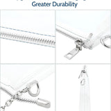 Clear PVC crossbody bag with silver metal chain strap, zippered closure, compact rectangle shape for stadium events - view 6