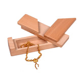 Ahyuan 5-inch handmade beech wood secret opening puzzle box with hidden compartment, brown finish, closed view - view 3