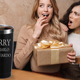 Black 20oz stainless steel travel mug tumbler with funny sarcastic print, BPA-free lid, by Momocici - view 7