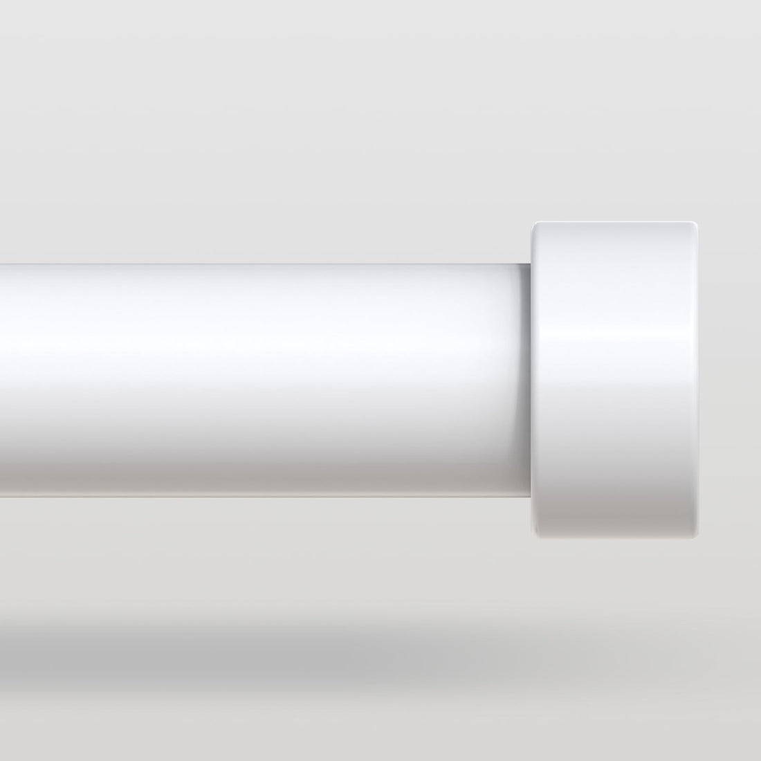 VOIIY white telescoping curtain rod 48 to 84 inch with 1-inch diameter modern finials and wall mount brackets