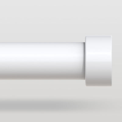 VOIIY white telescoping curtain rod 48 to 84 inch with 1-inch diameter modern finials and wall mount brackets