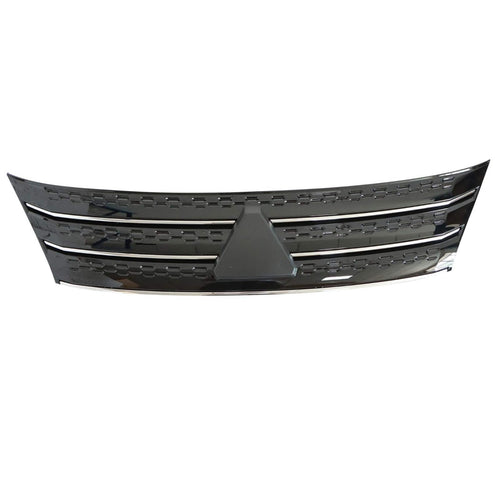 JX Racing front upper grille with chrome insert on black plastic shell for 2022-2024 Mitsubishi Outlander