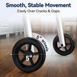 HOLYHEAL Folding Senior Walker with Ski Glides & 5" Wheels – 350lb Capacity — view 5 of 7