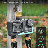 RAINPOINT blue 2-outlet hose sprinkler timer with digital display, 2-zone programmable water timer for garden irrigation - view 8