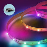 Govee H618C RGBIC 32.8ft LED strip lights displaying multiple colors simultaneously along a wall or room edge - view 7