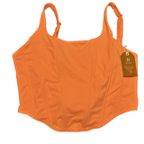 Reoria women's salmon pink sleeveless zip-front tank top size 2XL laid flat, lightweight plus-size workout yoga style - view 2
