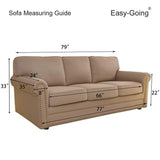 Easy-Going camel check jacquard stretch slipcover fitted over a 3-seater sofa with elastic bottom and smooth tailored coverage - view 7