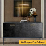 Roll of black crocodile-textured peel and stick vinyl wallpaper 15.7 by 118 inches with embossed grain finish - view 3