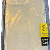 Gunprio white and silver glitter TPU case for iPhone 15 Pro Max with raised bezels and reinforced corners