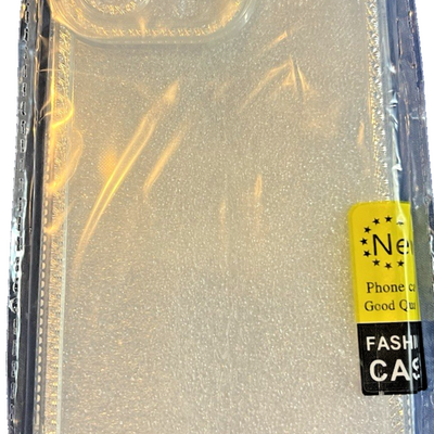 Gunprio white and silver glitter TPU case for iPhone 15 Pro Max with raised bezels and reinforced corners