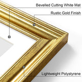 Vittanly 9x12 Picture Frames Set of 2 – Rustic Gold with White Mats — view 6 of 7