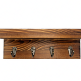 HRONRAD Farmhouse Key Holder Wall Mount Shelf with 4 Hooks – Rustic Wood – Open Box — view 3 of 7