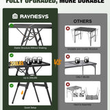 Raynesys portable folding grill table with aluminum mesh top and adjustable steel legs set up outdoors for camping - view 3