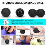 BORNEW 7-piece foam roller set including 12-inch roller, massage stick, peanut ball, spiky ball, and stretch strap - view 5