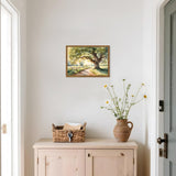 Framed 16x24 inch vintage oak tree and country road landscape canvas print in pine wood frame, ready to hang - view 8