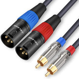 JOLGOO black 3.3ft dual RCA male to dual XLR male audio cable with gold-plated connectors for studio and home use