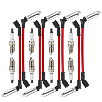BDFHYK spark plug and ignition wire set with iridium plugs and silicone wires for GM V8 engines