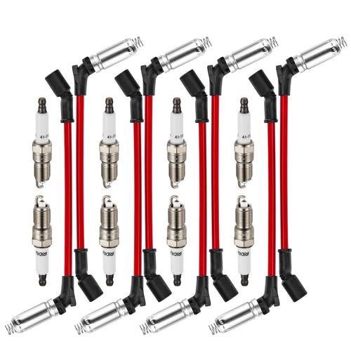 BDFHYK spark plug and ignition wire set with iridium plugs and silicone wires for GM V8 engines