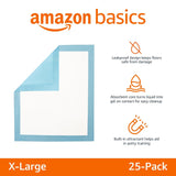 Box of 25 AmazonBasics X-Large 28x34 inch blue and white puppy training pee pads with leak-proof 5-layer design - view 2
