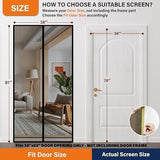 White polyester mesh magnetic screen door 36x78 inches with center magnetic seam closure mounted on a residential door frame - view 2