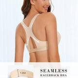 Upushall beige seamless racerback push-up bra with front clasp closure and thick padded cups, size 36B - view 4