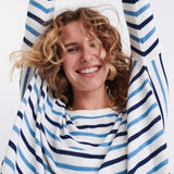 REDMORE women's red oversized striped crewneck long sleeve poncho knit pullover sweater with loose relaxed fit - view 5
