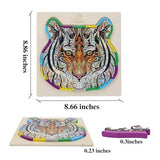 HOGYBERK wooden tiger puzzle with colorful hardwood pieces and storage box, 8.86 by 8.66 inches, for toddlers ages 3 to 5 - view 2