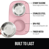 Gorilla Grip Dog Bowl Set with Pink Silicone Mat - 304 Stainless Steel 2 Cup — view 2 of 8