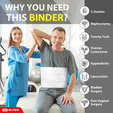 White 9-inch 3 panel abdominal binder with hook and loop closure for post-surgery recovery, size small-medium - view 2