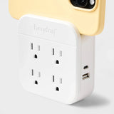 Heyday 4-Outlet Wall Tap with USB, USB-C & Built-In Phone Holder — view 3 of 4