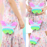 Ferenala multicolor butterfly wing fidget purse 8-inch girls shoulder bag with tactile sensory fidget components on exterior - view 4