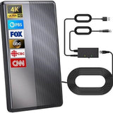 WU-MINGLU black amplified indoor outdoor TV antenna with 30ft coaxial cable and Smart IC Chip signal booster