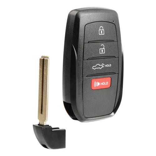 New black 4-button Toyota Tundra keyless entry key fob remote HYQ14FBX with emergency key insert included