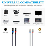 JOLGOO black 3.3ft dual RCA male to dual XLR male audio cable with gold-plated connectors for studio and home use - view 2