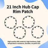 Set of four black ABS plastic rim protectors for 21-inch Tesla Model Y Überturbine wheels shown individually on white background - view 3