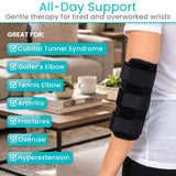 VIVE black neoprene elbow splint brace with dual aluminum supports and three adjustable straps for cubital tunnel relief - view 5