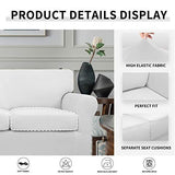 Easy-Going snow white 3-piece stretch fleece loveseat slipcover fitted over a two-seat sofa with separate cushion covers - view 5